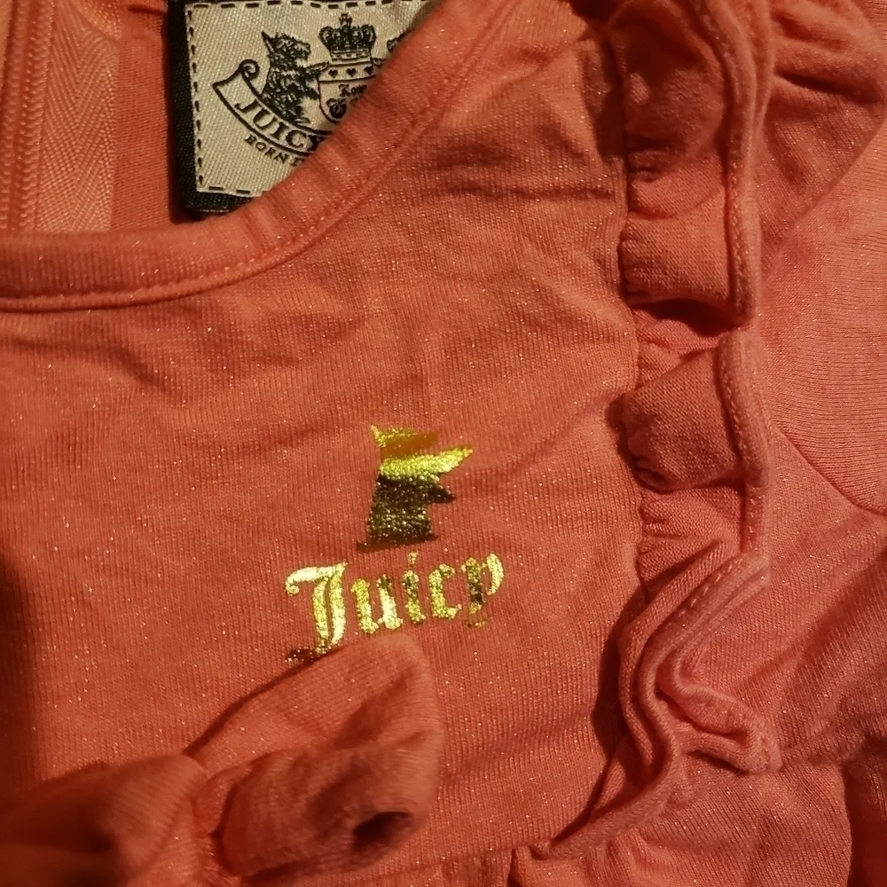 Vintage Juicy Couture Baby Coral Pink Tunic Shirt and Bottoms Matched Set 3-6 mo